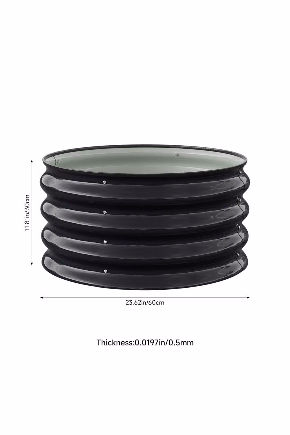 Living and Home Round Metal Raised Garden Bed in Black, W/D/H: 60 x 60 x 30 cm – 6