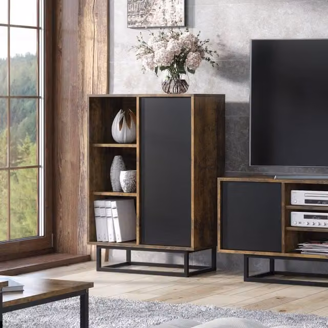 Mex Furniture LTD Industrial Style Sideboard in Dark Brown, W: 100 cm, H: 70 cm, D: 35 cm
