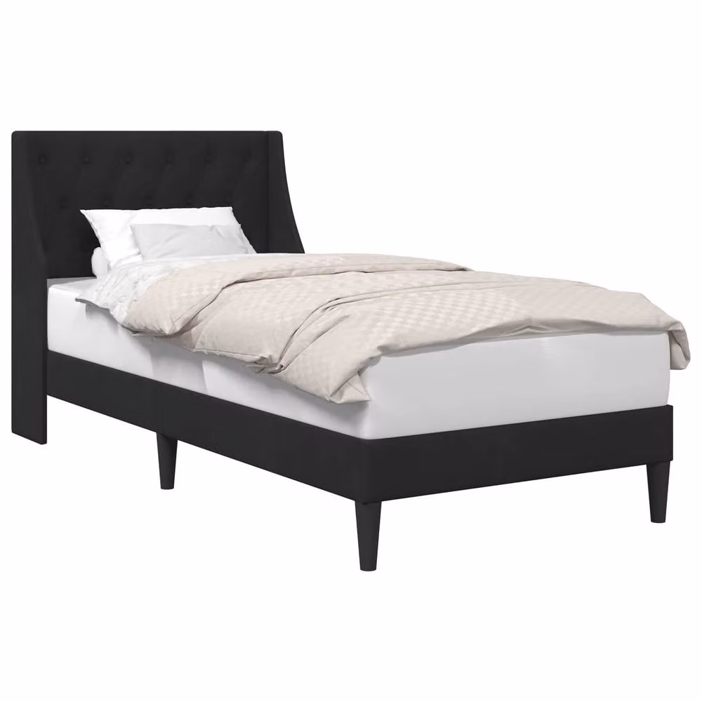 Berkfield Home Black Velvet Bed Frame with Headboard W/D/H: 90 x 190 cm – 2