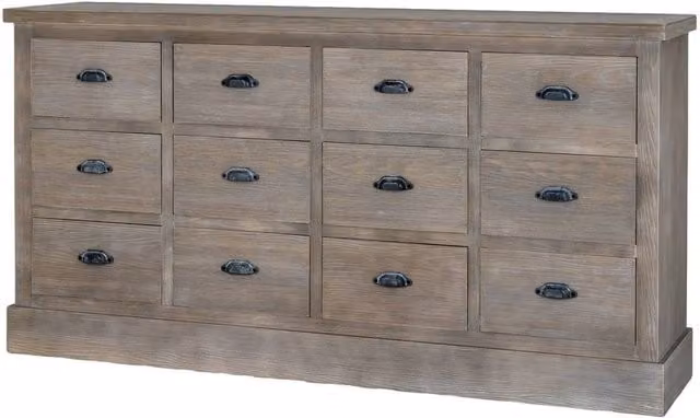 Lemon Pavilion Furniture and Decor Haldon Collection 12 Drawer Wood Chest in Brown, W: 170 cm, D: 40 cm, H: 88 cm