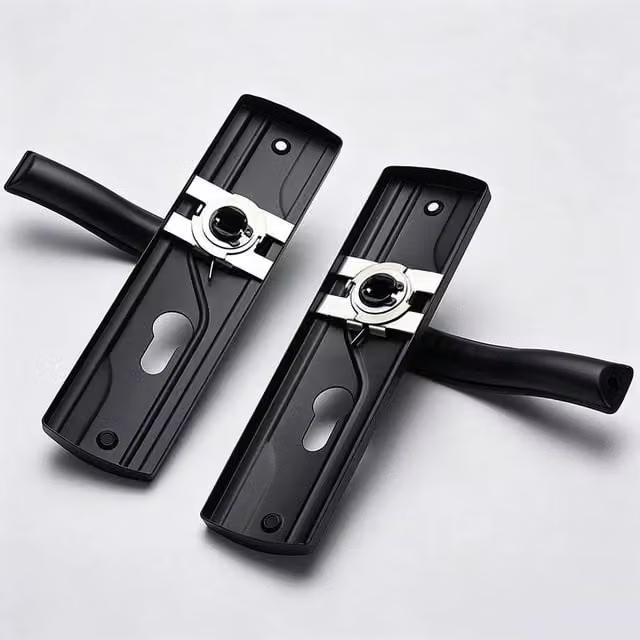 KORVIXA Black Lever Lock Set Lockable Door Handle made from Manganese Steel, Width: 520 mm