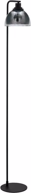 Loops Modern Floor Lamp with Black Shade and Transparent Glass, Height Adjustable, E27 1x60W