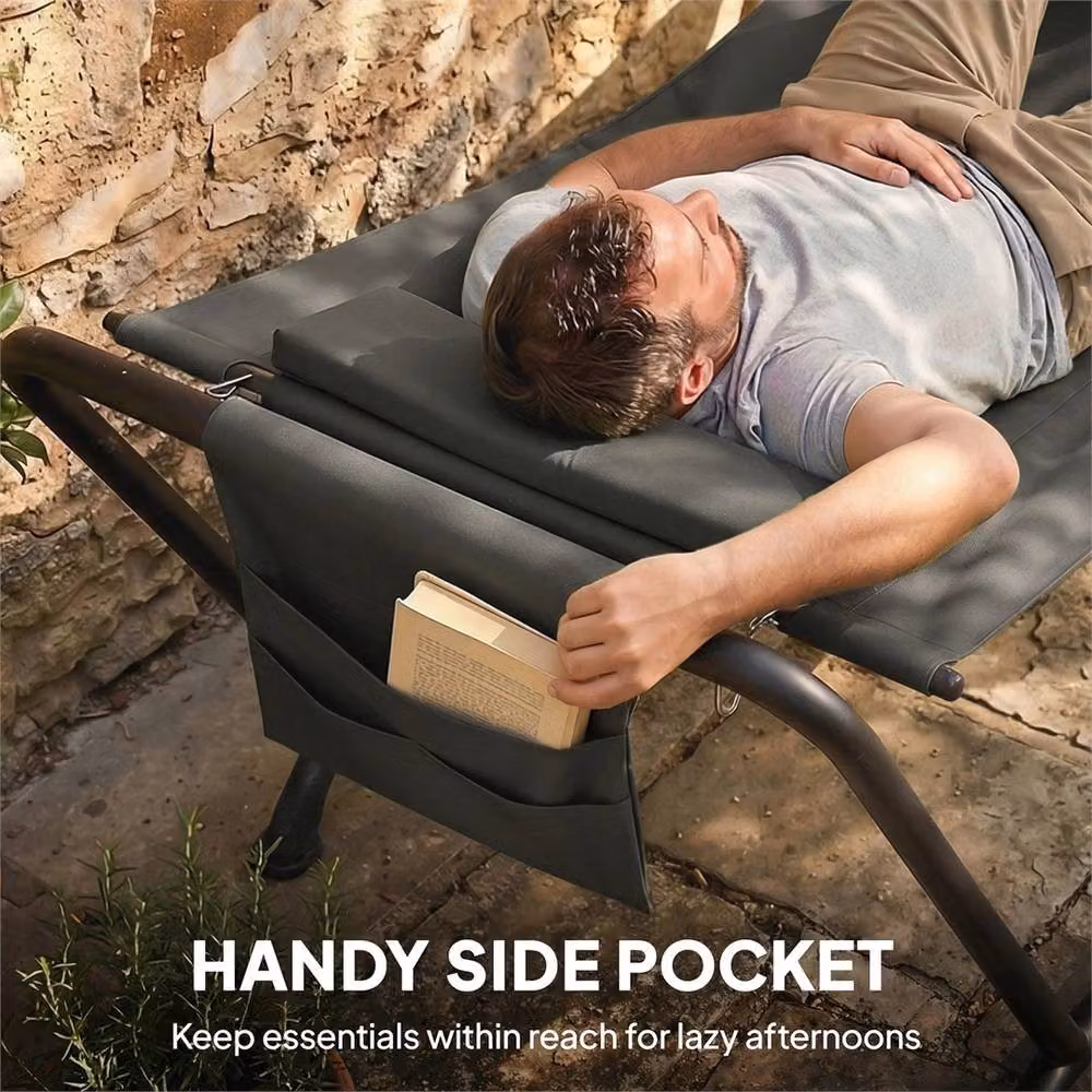 Nordara Freestanding Outdoor Hammock with Stand and Headrest Pocket in Dark Grey – 4