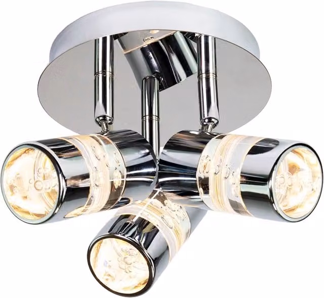 Happy Homewares Chrome Bathroom LED Ceiling Spot Light with Transparent Acrylic Bubble Heads in Silver – 1