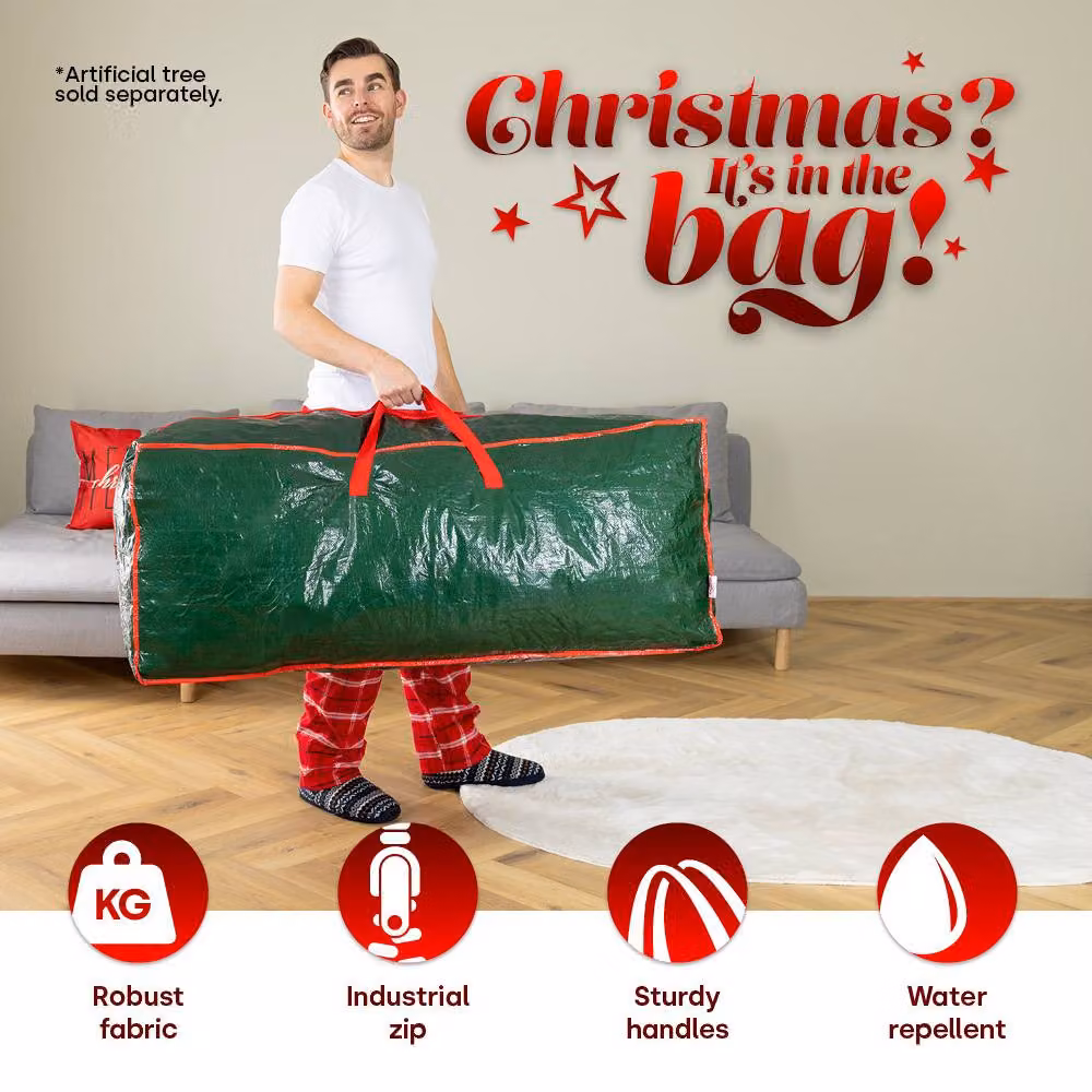 Hillington 7ft Christmas Tree Storage Bag in Green – 3