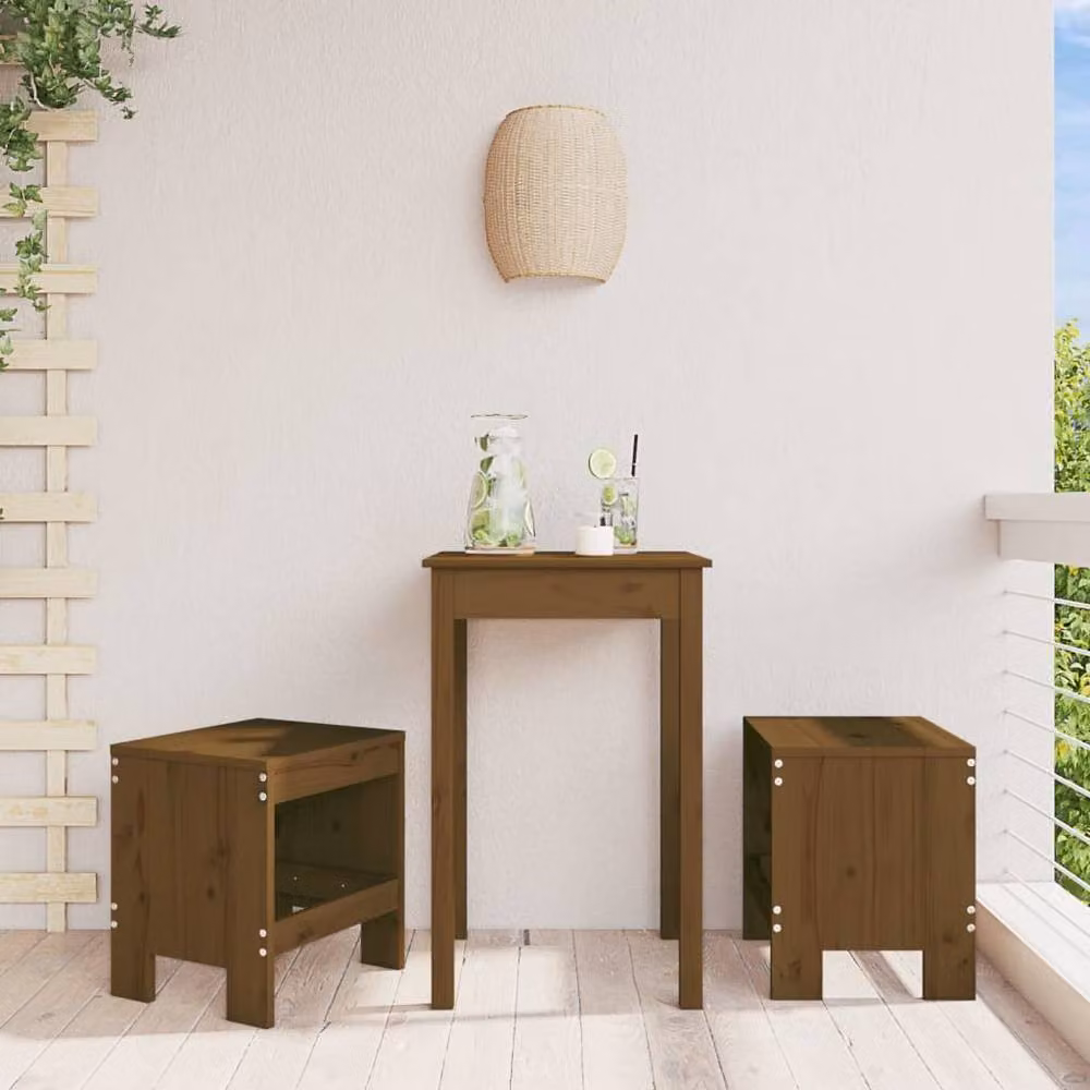 Berkfield Home Set of 2 Rustic Garden Stools in Brown Solid Pine, W/D/H: 40 x 36 x 45 cm – 2