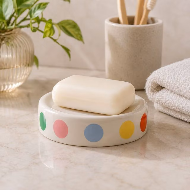 Orsina Multi Dot Ceramic Soap Dish, Multicolour – 2