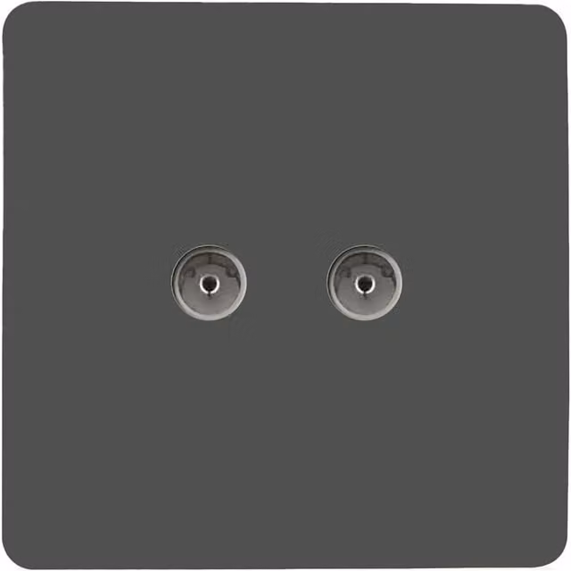 Trendi Switch 2 Gang Female Co-Axial Television Flush Socket in Grey