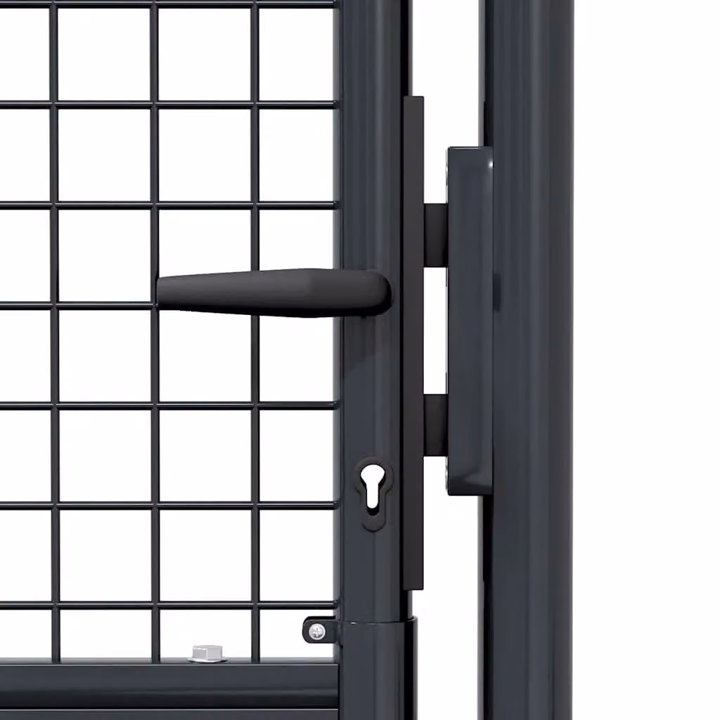 Berkfield Home Grey Galvanised Steel Mesh Single Swing Garden Gate, W: 100 cm, H: 250 cm – 4