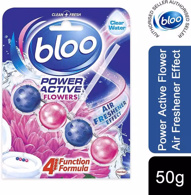 Bloo Power Active Toilet Rim Block Fresh Flowers with Anti-Limescale and Cleaning Foam, Multicolour – 7