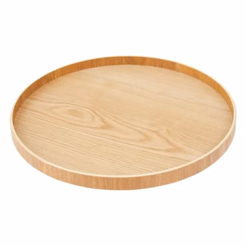 Premier Housewares Large Natural Wood Circular Decorative Serving Tray, Brown, W/D/H: 33 x 33 x 5.08 cm