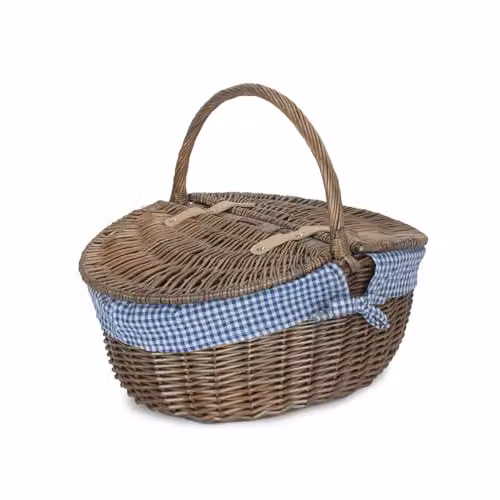 Red Hamper EH001B Oval Wicker Picnic Basket with Antique Wash Finish