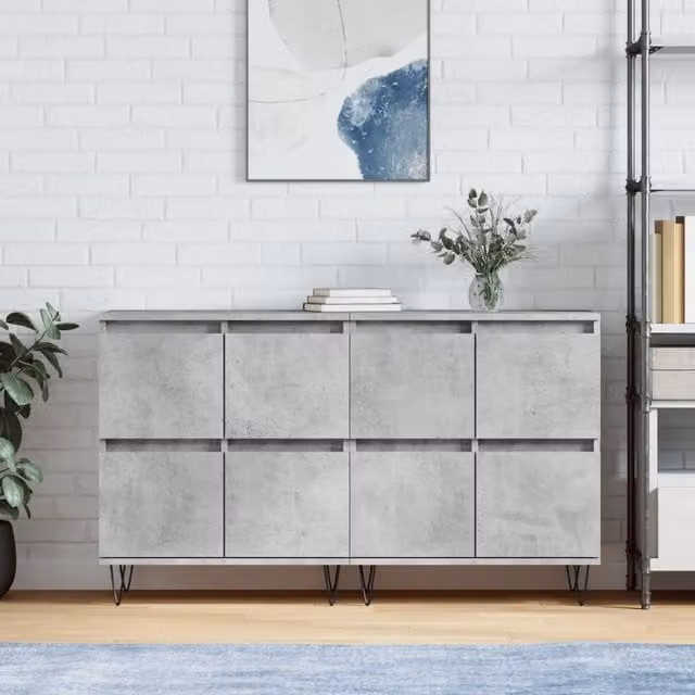 Berkfield Home Set of 2 Wall Mounted Sideboards in Concrete Grey Matt Engineered Wood – 1