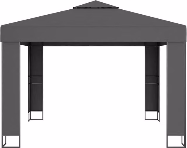 Berkfield Home Double Roof Gazebo in Anthracite, W/D/H: 300 x 300 x 273 cm