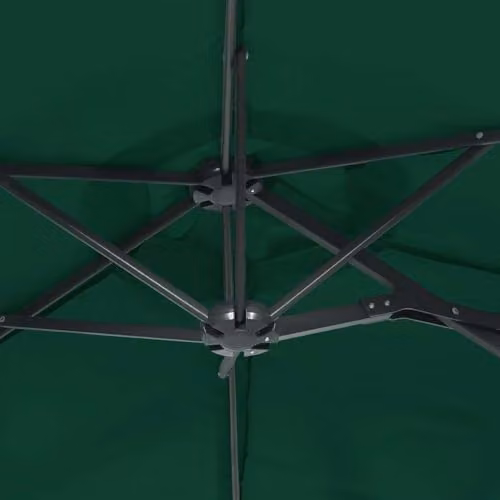 vidaXL Double-Head Cantilever Garden Parasol with LEDs in Green, W: 316 cm, D: 145 cm, H: 240 cm – 3