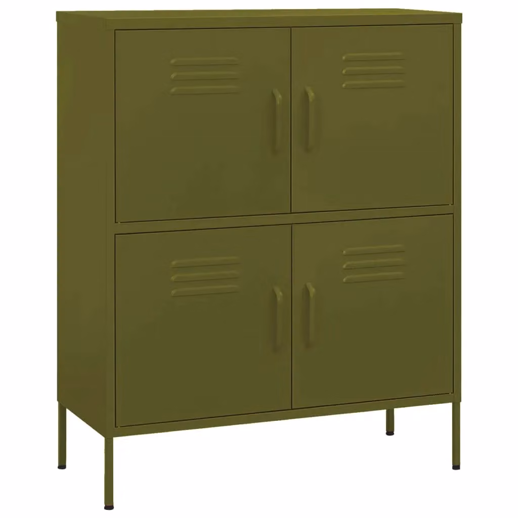 Berkfield Freestanding Metal Storage Cabinet in Matt Green, W/D/H: 80 x 35 x 101.5 cm – 2