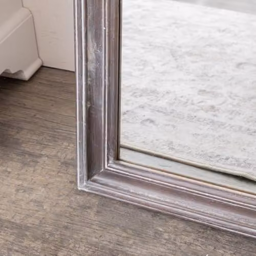 Melody Maison Large Arched Washed Stone Wooden Framed Leaner Mirror in Grey, W: 78 cm, H: 158 cm – 2