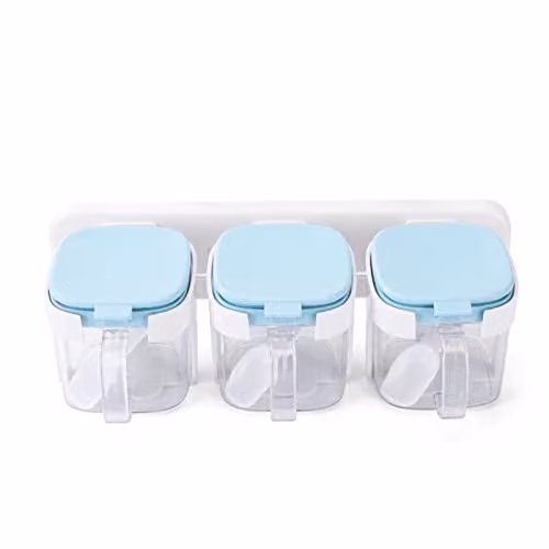JINGYAN 3-Piece Wall-Mounted Spice Shaker Set in Blue – 1