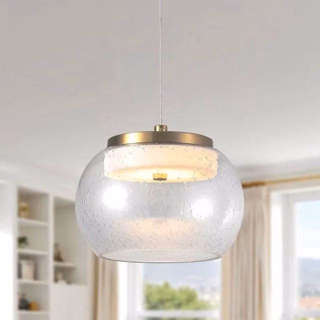 Garwarm Cleckler 1 Modern LED Glass Pendant Light with Transparent Sphere and Gold/Brass Finish – 1