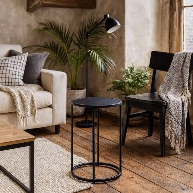 Wyld Haus El Paso Small Round Side Table in Matt Black Metal