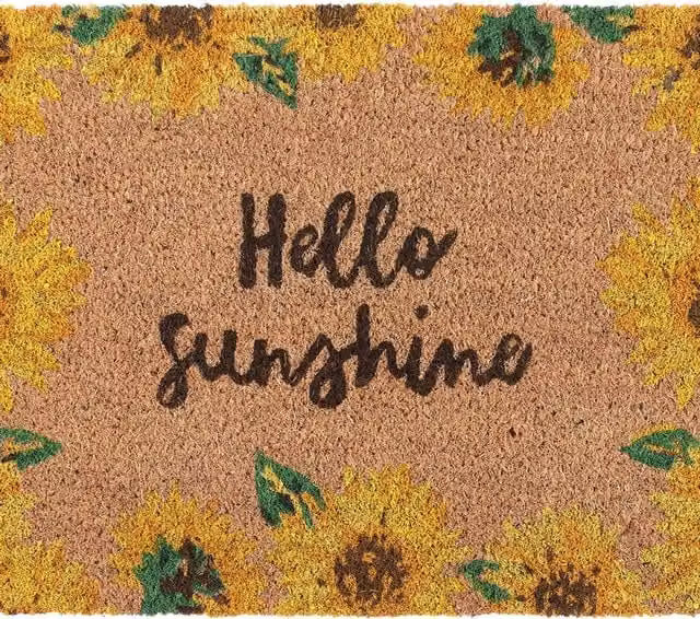 Something Different Hello Sunshine Sunflower Floral Door Mat, Yellow and Brown, W: 60.0 cm, D: 40.0 cm, H: 1.0 cm