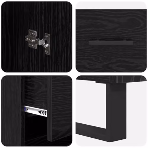 vidaXL Modern Black Oak Tall Unit with Hinged Doors and Internal Shelves, W/D/H: 34.5 x 34 x 180 cm – 6