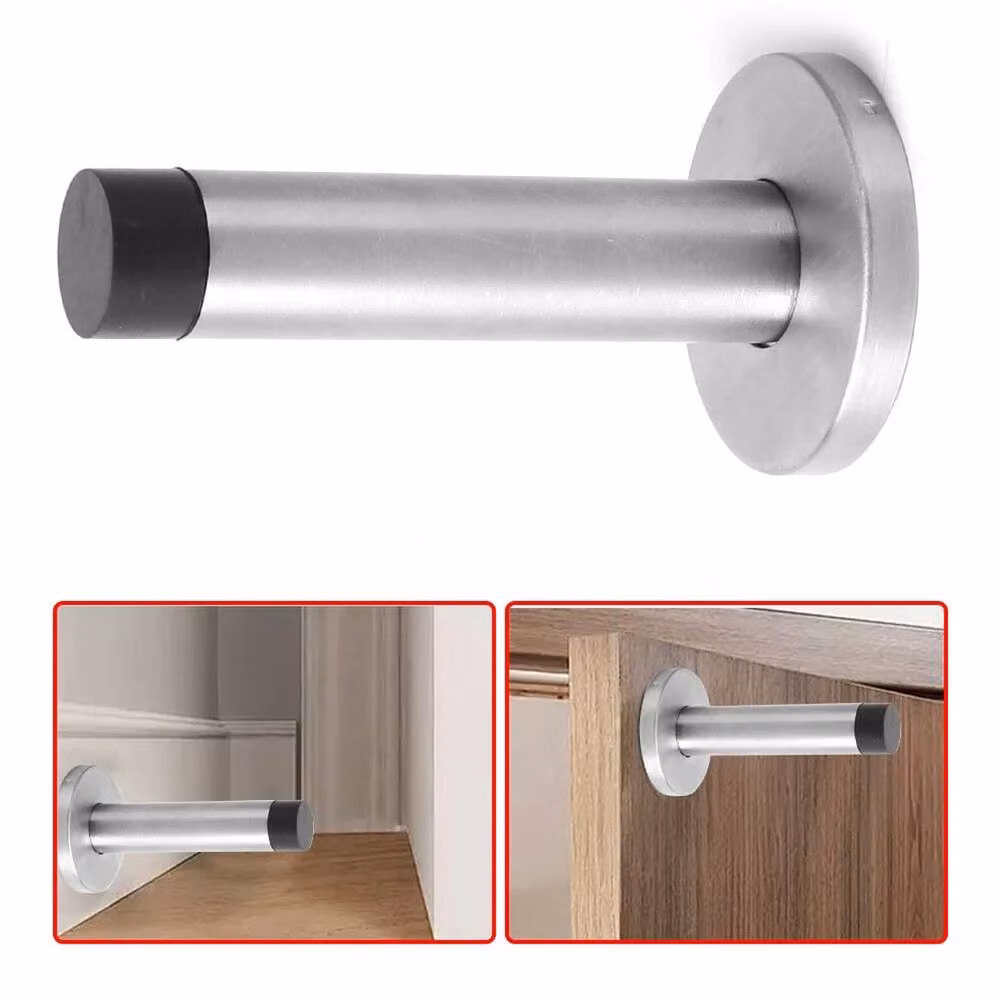 NESTLUNE 5-Piece Wall Mounted Satin Silver Door Stop Set – 5