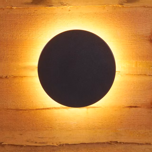 Biard Eclipse Effect LED Round Wall Light in Black Aluminium
