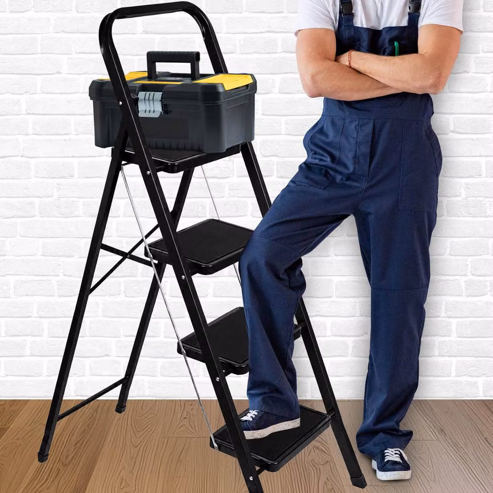 Futura 4 Step Heavy-Duty Steel Folding Step Ladder in Black – 3