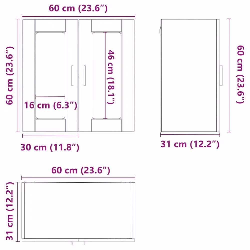 Berkfield Home Kitchen Wall Cabinet with Glass Doors in Porto Artisan Oak Brown – 2
