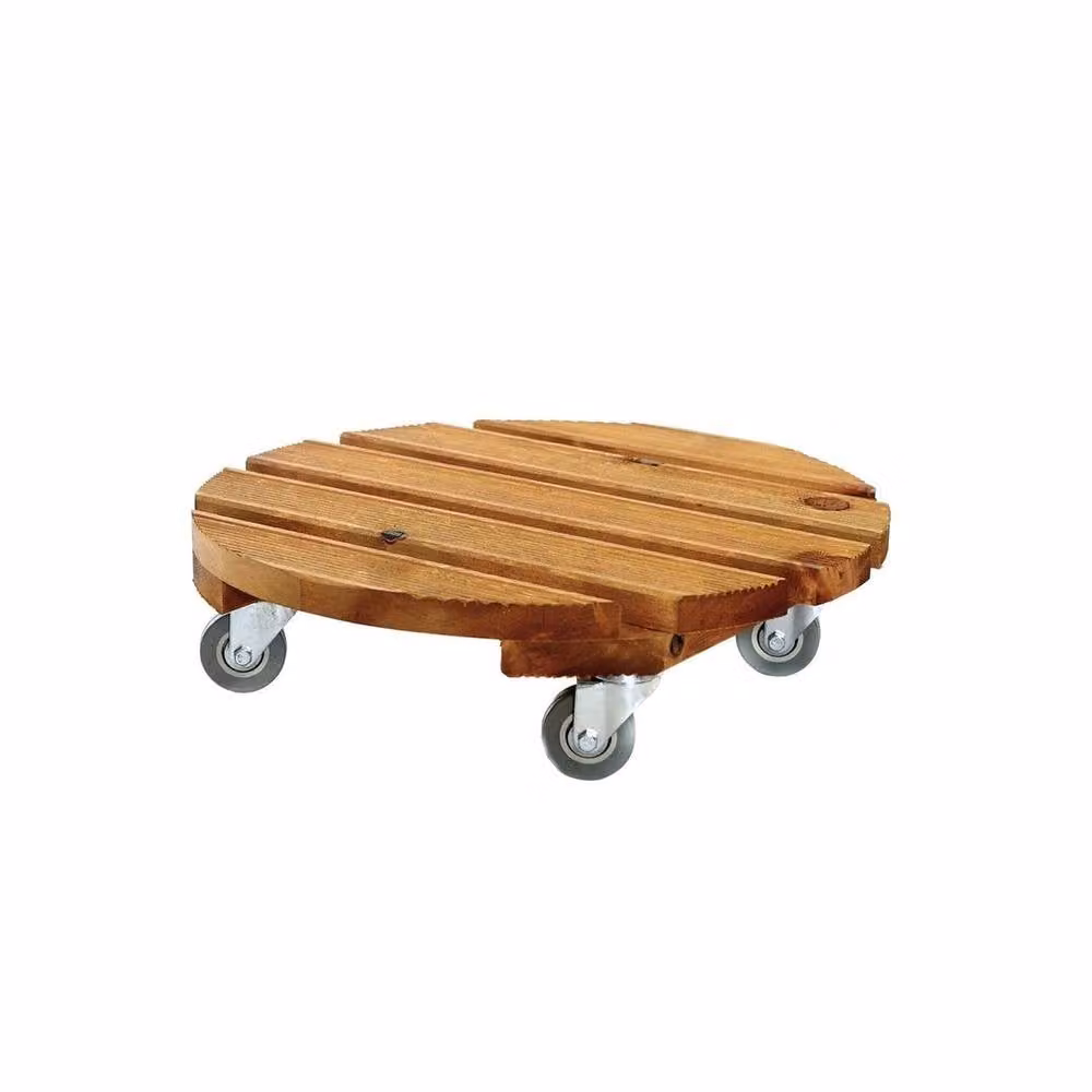 NESTLUNE Heavy Duty Traditional Wooden Plant Stand Trolley, Brown, W: 100 cm, D: 52 cm – 3