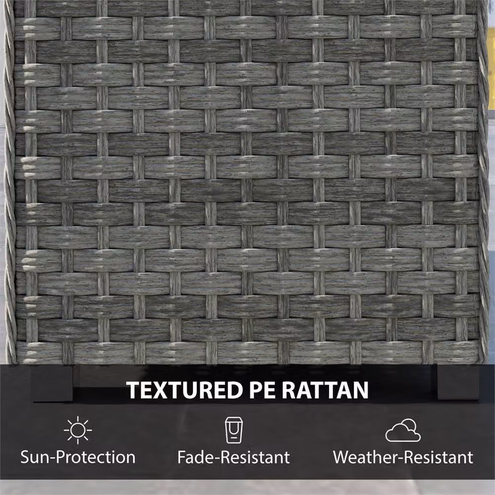 EONLION Grey Rattan Outdoor Side Table with Storage Shelf, W/D/H: 100 x 100 x 45 cm – 3