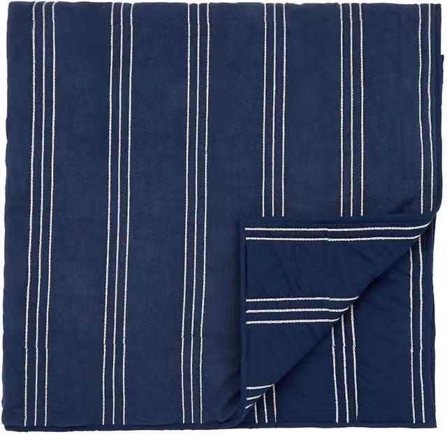 Bedeck of Belfast Emmeline Quilted Cotton and Linen Floral Throw in Blue and Pink