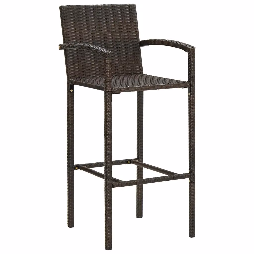 Berkfield Home Set of 4 Brown Poly Rattan and Metal Bar Stools – 2