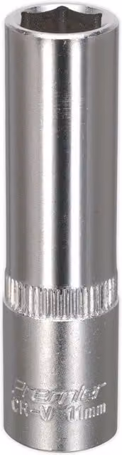 Loops 11mm Forged Steel Deep Drive Socket 3/8 inch Square Drive Chrome Vanadium in Silver – 1
