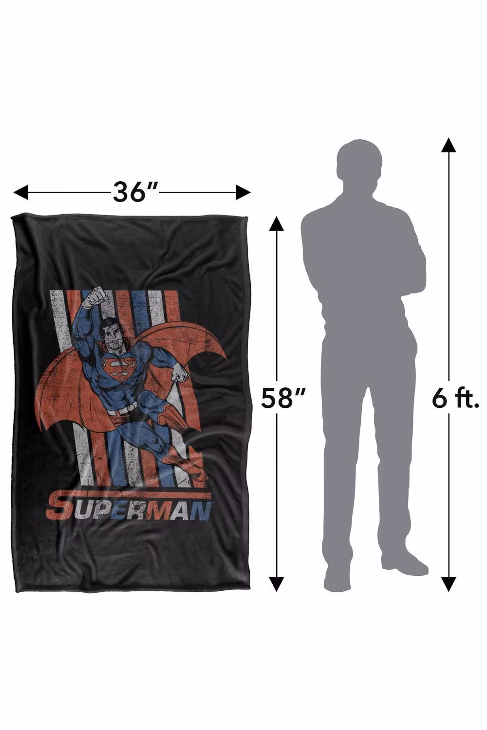 Warner Bros. Superman Retro Stripes Super Soft Fleece Throw Blanket, Multicolour, W/D/H: 91.44 x 91.44 x 1.47 cm – 8