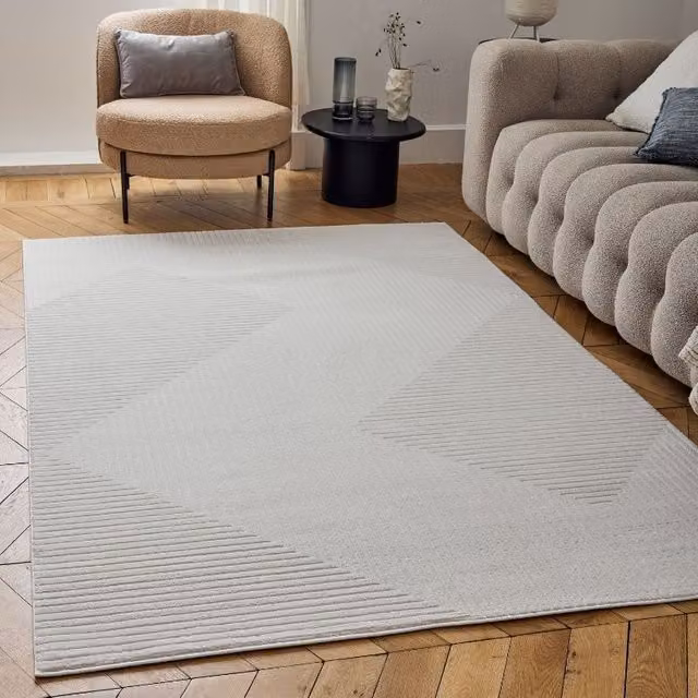 THE RUGS Carmel Modern Geometric Stain Resistant Area Rug, W: 80 cm, L: 300 cm, Beige