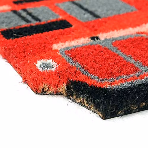 Coco&Coir Fancy The Routemaster Natural Coir Printed Shaped Door Mat with Latex Backing, Brown and Red, W: 75.0 cm, D: 43.0 cm, H: 1.5 cm – 3