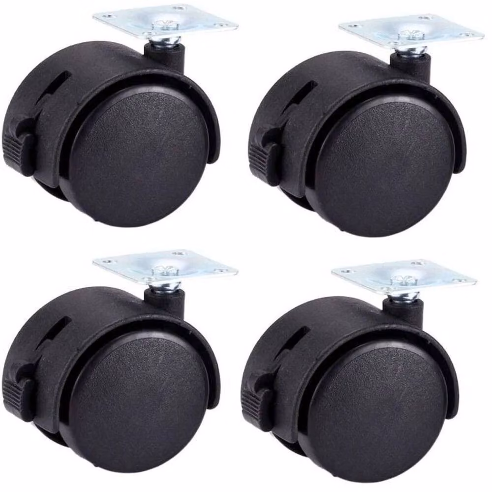 SPETLEK 4-Piece Black Plastic 2-Inch Swivel Castor Wheel Plate Set – 4