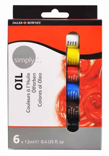 Daler-Rowney Simply Oil Paint Set, Multicolour, 6 x 12ml