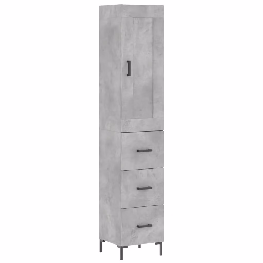 Berkfield Home Highboard in Concrete Grey, Modern Freestanding Design with Hinged Doors, W/D/H: 34.5 x 34 x 180 cm – 2
