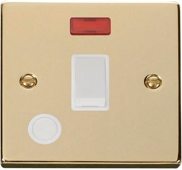 SE Home 1 Gang 20A DP Switch with Flex and Neon in Polished Gold Brass