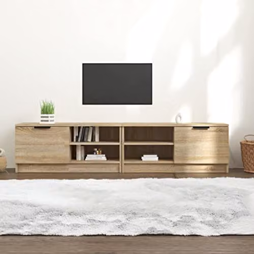 vidaXL 2 Piece Modern TV Cabinet Set in Brown Engineered Wood, W/D/H: 80 x 35 x 36.5 cm – 2