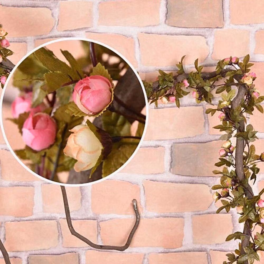 FLAVORA Pink and Multicolour Artificial Rose Flower Vine Hanging Garland with Foliage – 2