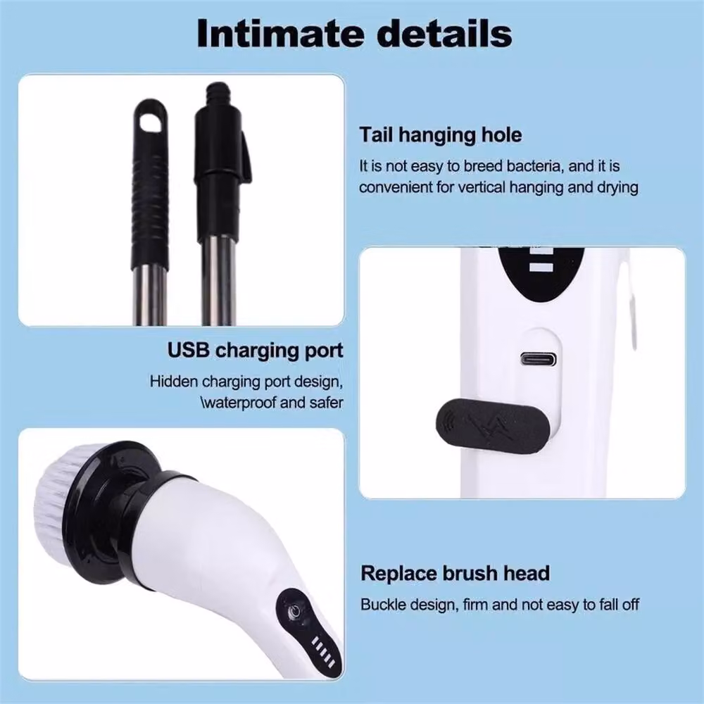 VOGREX 9-in-1 Cordless Electric Spin Scrubber with Rotating Brush for Bath, White – 2