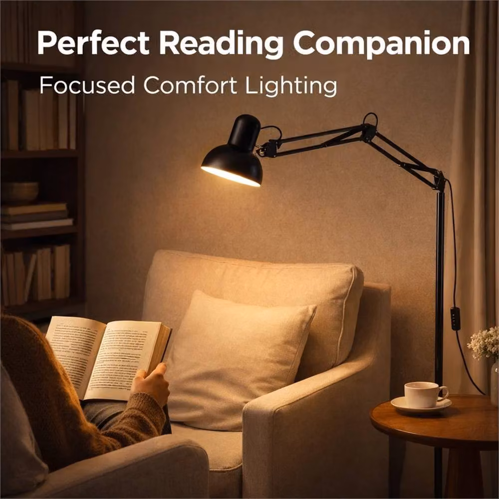 EONLION Industrial Metal Floor Lamp with Adjustable Dome Shade in Black and Copper, H 185 cm x W 28 cm – 3