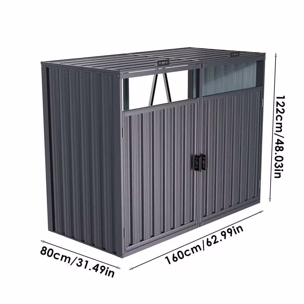 Kelvenix Metal Double Wheelie Bin Storage Cover in Dark Grey – 2