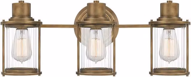 Quoizel Riggs IP44 Wall Lamp in Weathered Brass and Yellow Glass
