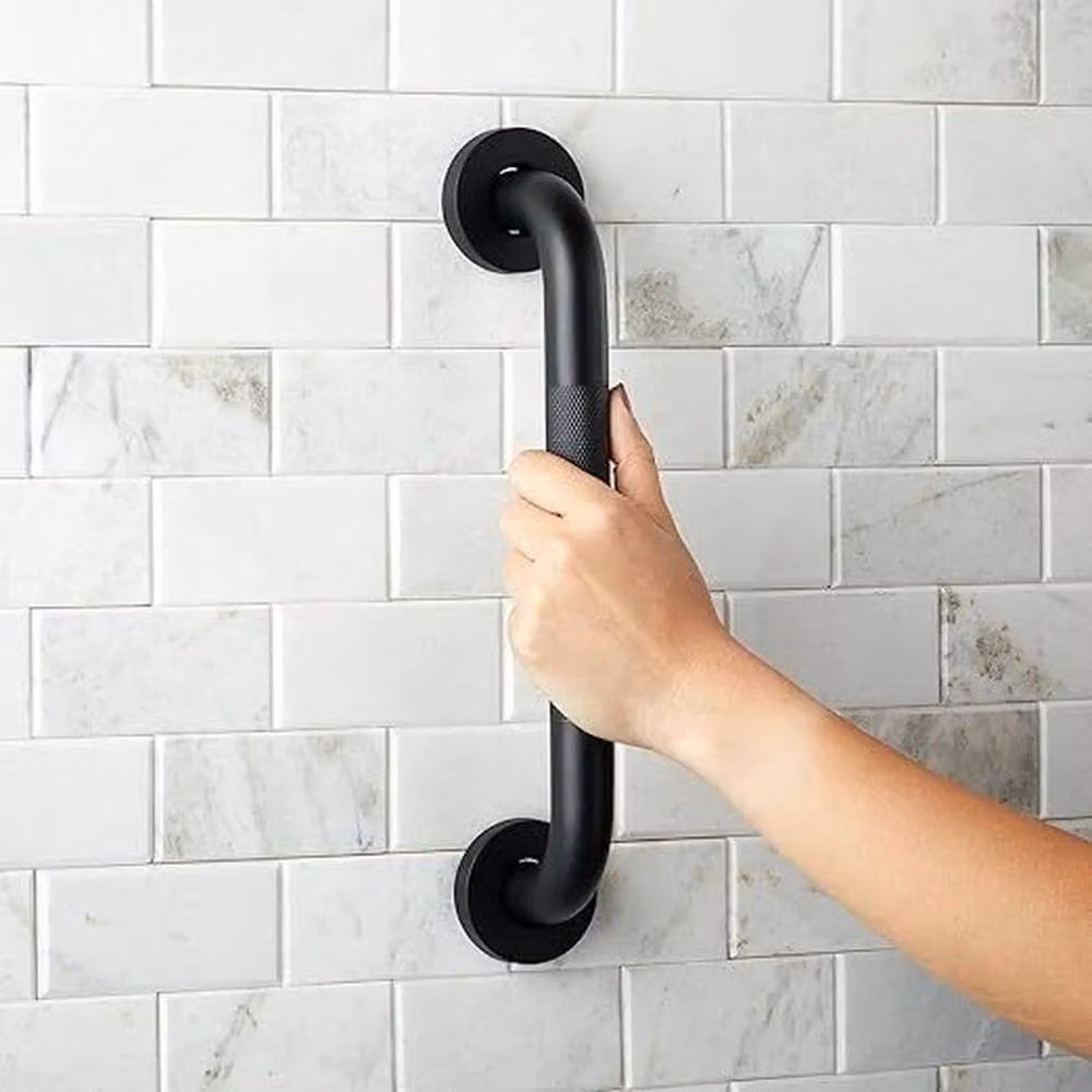 PAWNORA 2-Piece Stainless Steel Shower Tub Grab Bar Set in Matt Black – 3