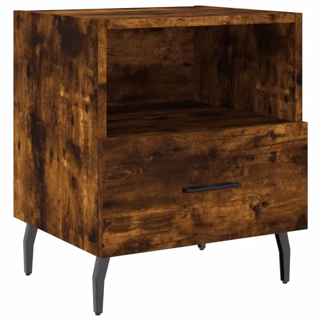 Berkfield Home Set of 2 Smoked Oak Bedside Cabinets in Brown, W/D/H: 40 x 35 x 47.5 cm – 4